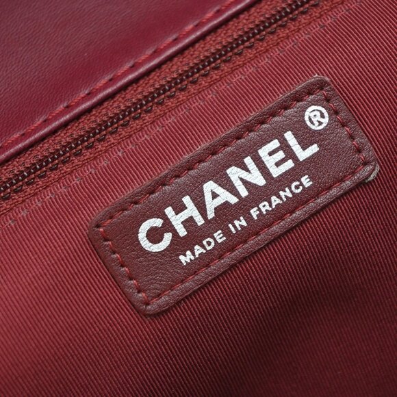 CHANEL CC Logo V Stitch Chain Shoulder Bag Leather Red France 343RF603 - Picture 15 of 16